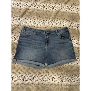 Silver Jeans Women's Boyfriend Denim Shorts Size 20 Blue Cuffed Hem Distressed
